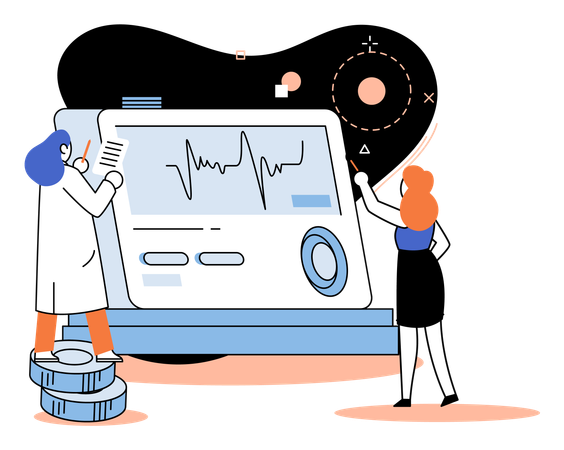 Científico utilizando herramientas de laboratorio  Ilustración