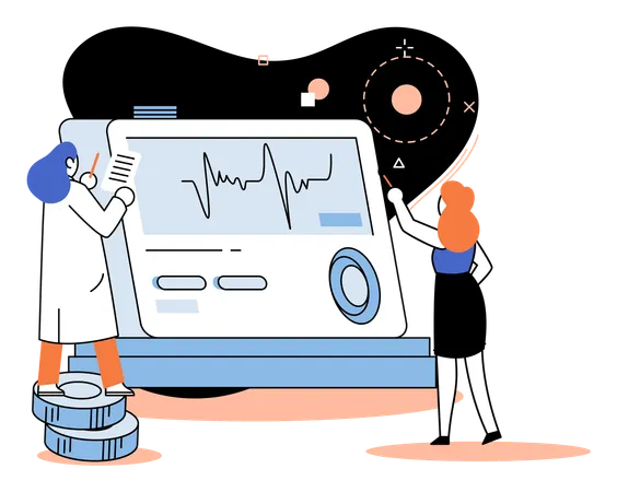 Científico utilizando herramientas de laboratorio  Ilustración