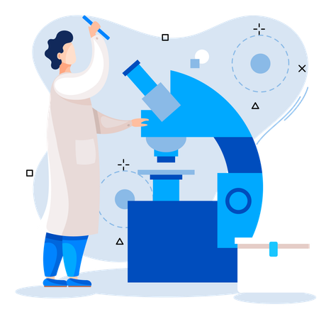 Científico utilizando herramientas de laboratorio  Ilustración