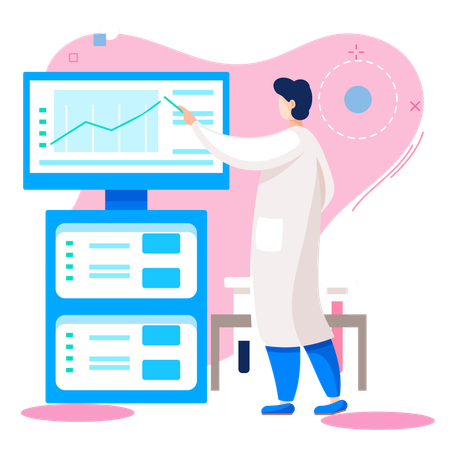 Científico utilizando herramientas de laboratorio  Ilustración