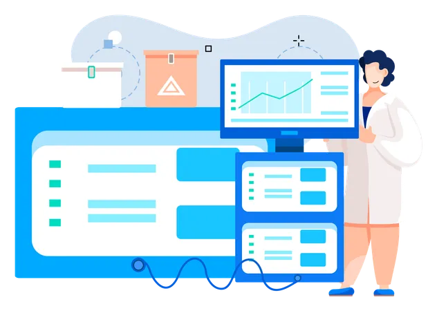 Científico utilizando herramientas de laboratorio  Ilustración