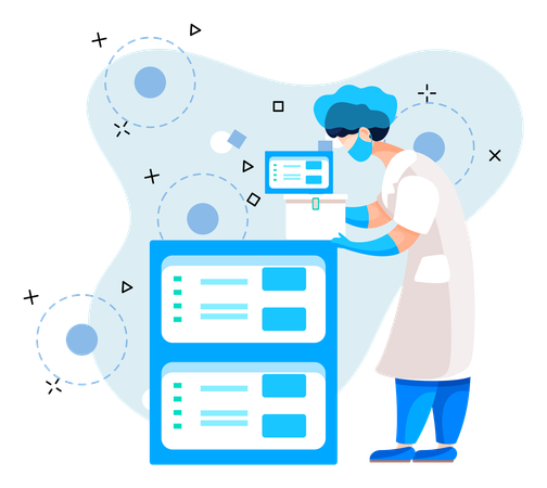 Científico utilizando herramientas de laboratorio  Ilustración