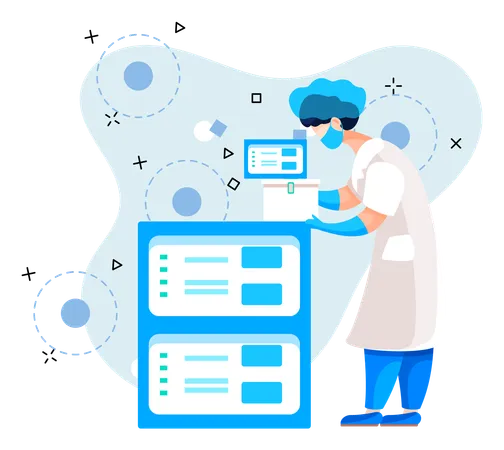 Científico utilizando herramientas de laboratorio  Ilustración