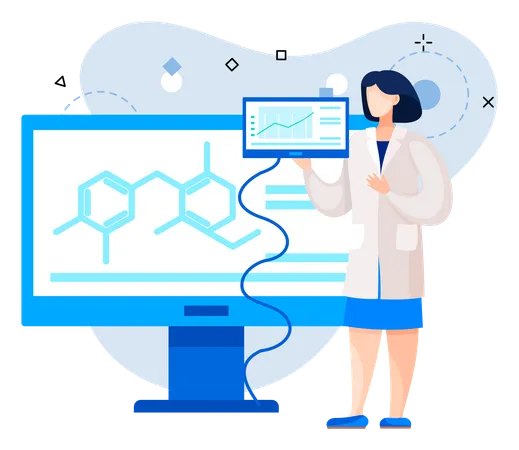 Científico utilizando herramientas de laboratorio  Ilustración