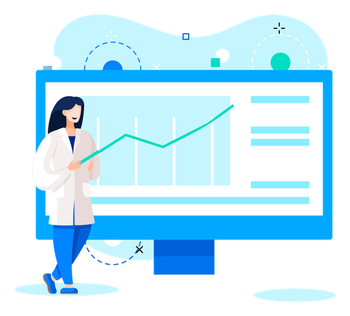 Científico utilizando herramientas de laboratorio  Ilustración