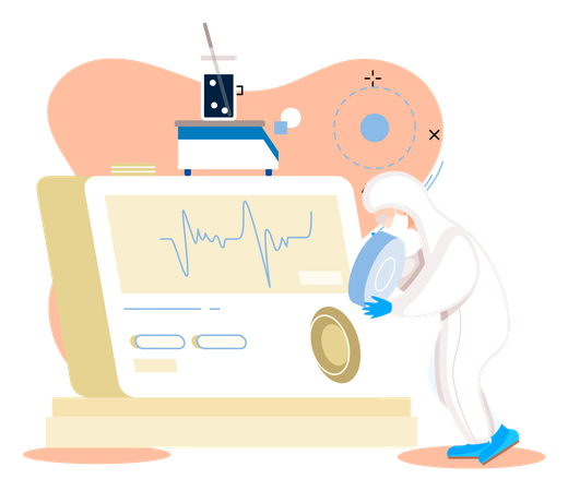 Científico utilizando herramientas de laboratorio  Ilustración