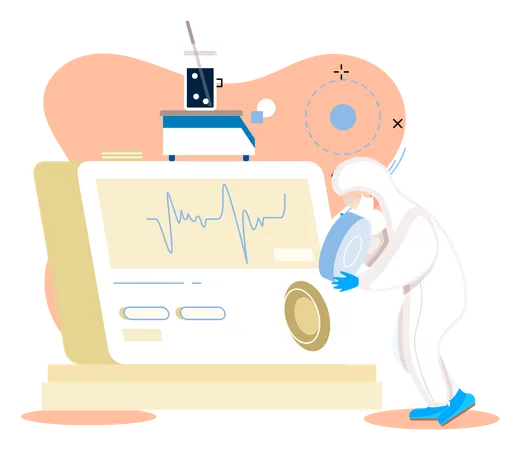 Científico utilizando herramientas de laboratorio  Ilustración