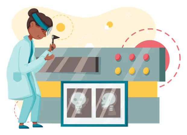 Científico utilizando herramientas de laboratorio  Ilustración