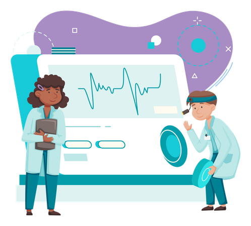 Científico utilizando herramientas de laboratorio  Ilustración