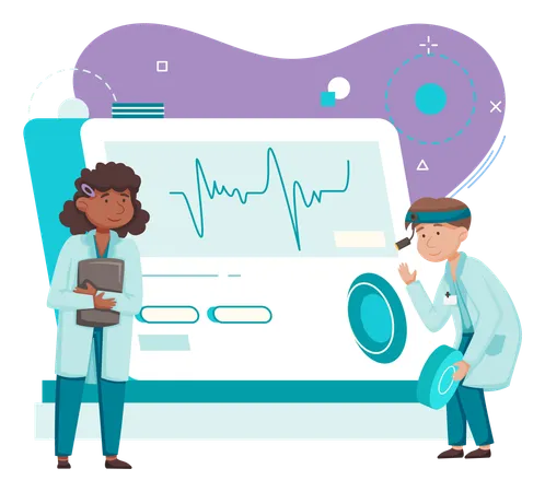 Científico utilizando herramientas de laboratorio  Ilustración