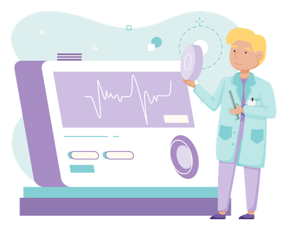 Científico utilizando herramientas de laboratorio  Ilustración