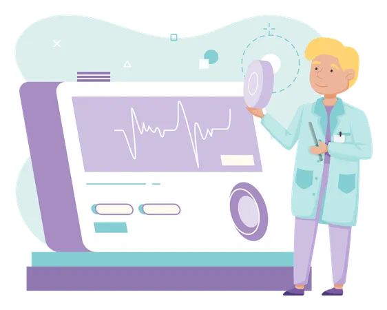 Científico utilizando herramientas de laboratorio  Ilustración