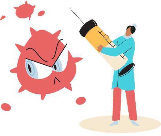 Científico realiza investigaciones sobre el virus  Ilustración