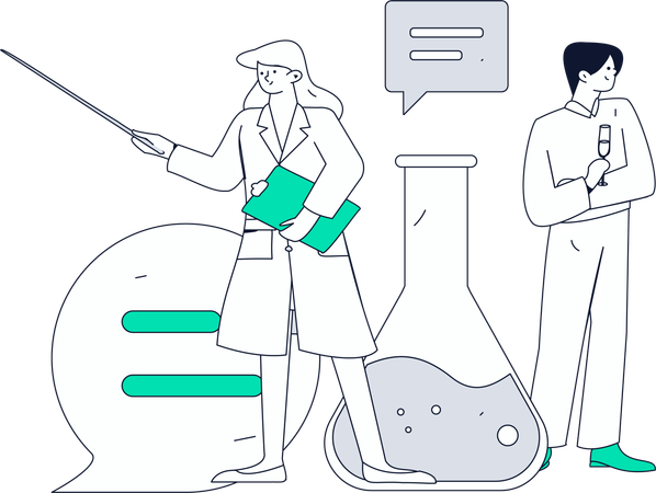 Científico realiza experimento de laboratorio en laboratorio  Ilustración