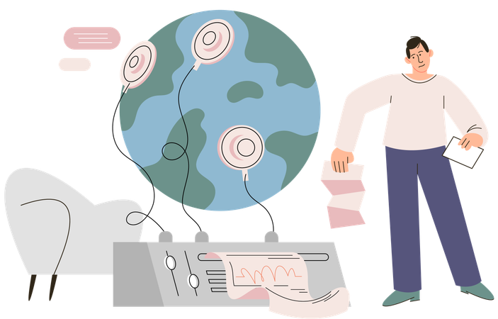 Científico realiza experimento para estudiar la Tierra  Ilustración