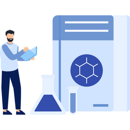 Científico realizando un estudio de investigación  Ilustración