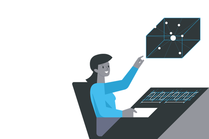 Científico trabajando en innovación tecnológica  Ilustración