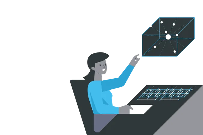 Científico trabajando en innovación tecnológica  Ilustración