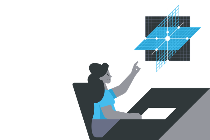 Científico trabajando en innovación tecnológica  Ilustración