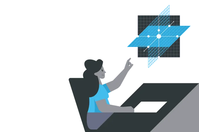 Científico trabajando en innovación tecnológica  Ilustración