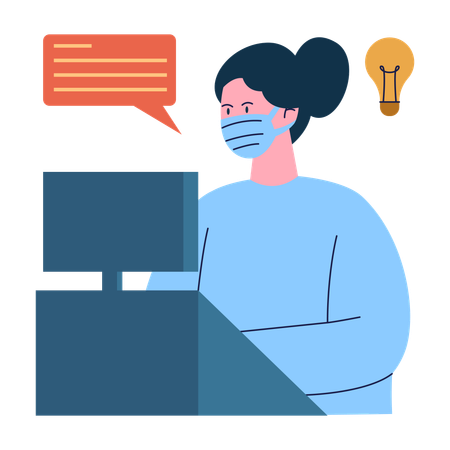 Científico trabajando en una idea de laboratorio  Ilustración