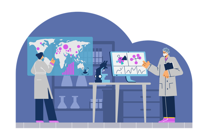 Los científicos advierten sobre una nueva epidemia mientras observan el virus en el mundo en un mapa  Ilustración