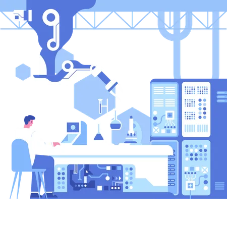 Los científicos analizan los datos de la investigación  Ilustración