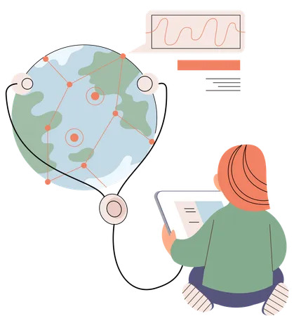 Cientista determinando problemas ambientais  Ilustração