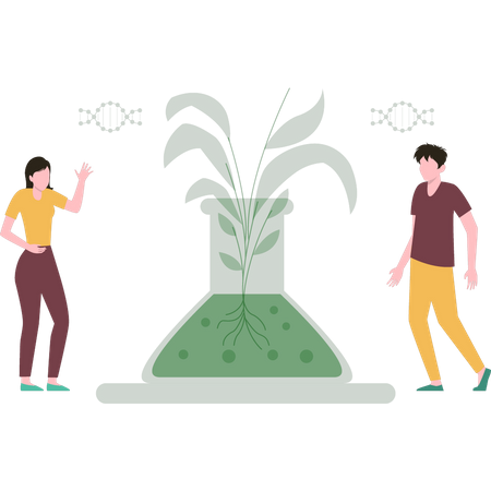 Cientista estuda plantas  Ilustração