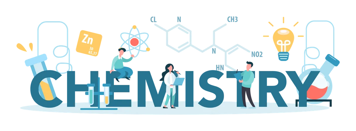 Cientista fazendo experimentos de química  Ilustração