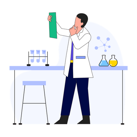 Cientista fazendo pesquisa científica em laboratório  Ilustração