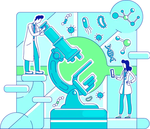 Cientista fazendo pesquisa sobre DNA  Ilustração