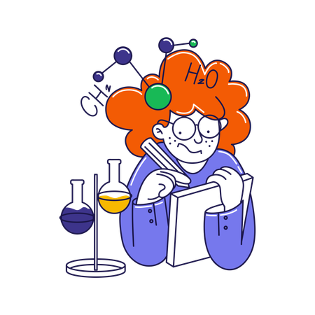 Cientista fazendo relatório de laboratório  Ilustração