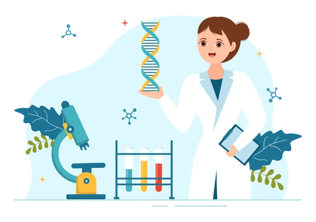 Cientista fazendo testes de DNA  Ilustração