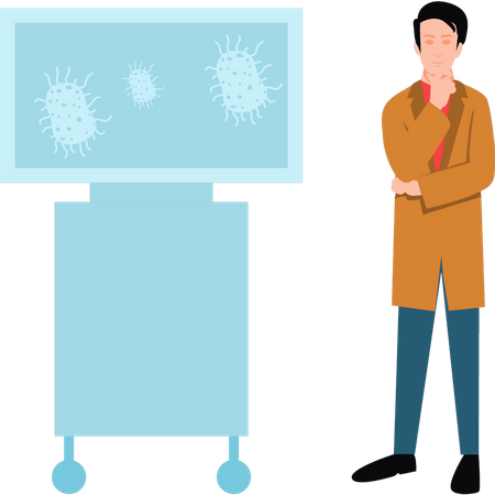 Experimento masculino do cientista em bactérias  Ilustração