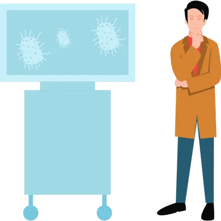 Experimento masculino do cientista em bactérias  Ilustração