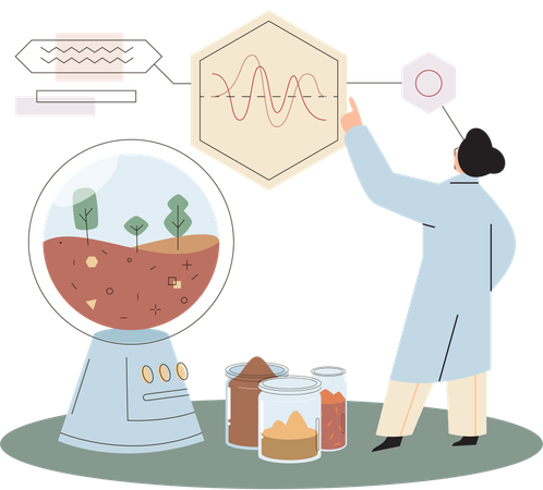 Pesquisa de cientista masculino sobre plantas  Ilustração