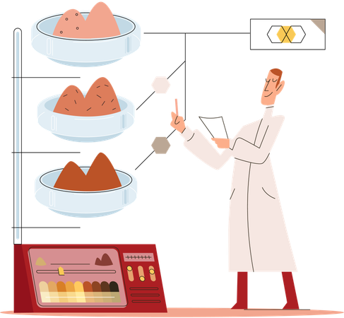 Cientista medindo teste de solo  Ilustração