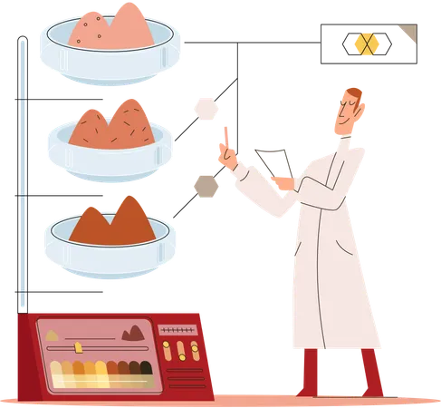 Cientista medindo teste de solo  Ilustração