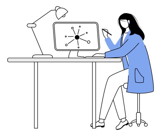 Cientista no local de trabalho  Ilustração