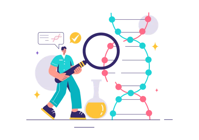 Cientista pesquisa sobre DNA  Ilustração