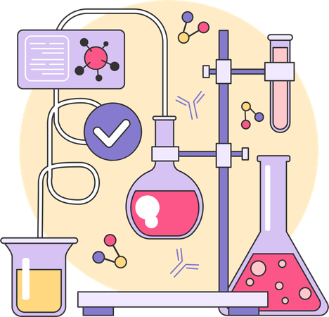 Pesquisas científicas sobre produtos químicos  Ilustração