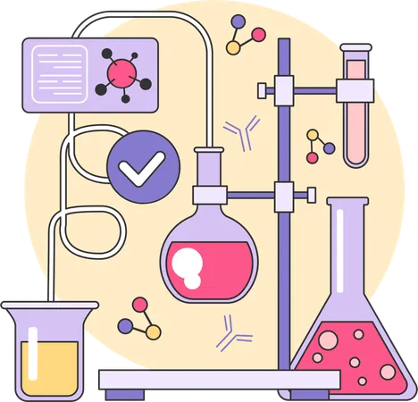 Pesquisas científicas sobre produtos químicos  Ilustração