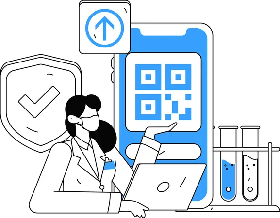 Cientista prepara relatório de laboratório sobre produtos químicos pesquisados  Ilustração