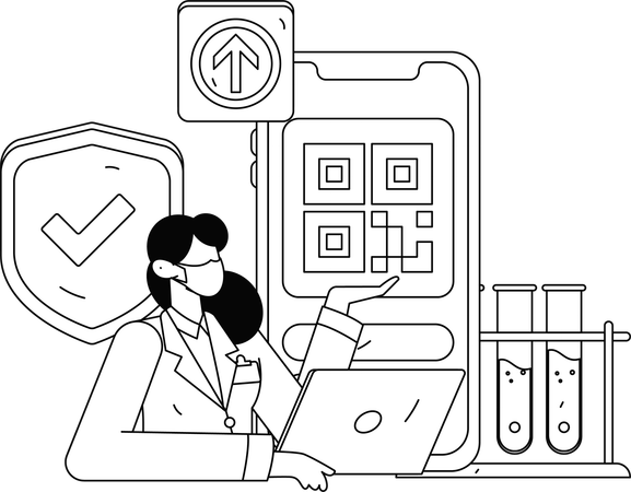 Cientista prepara relatório de laboratório sobre produtos químicos pesquisados  Ilustração