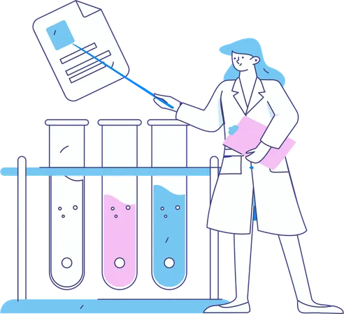 Cientista realiza testes de vacina  Ilustração