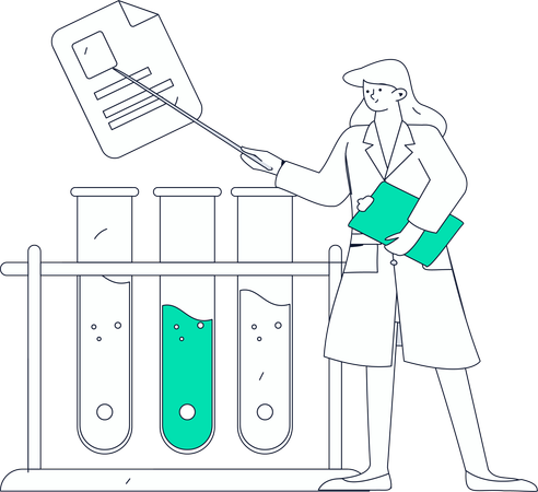 Cientista realiza testes de vacina  Ilustração