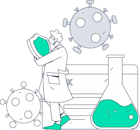 Cientista realiza exames médicos  Ilustração