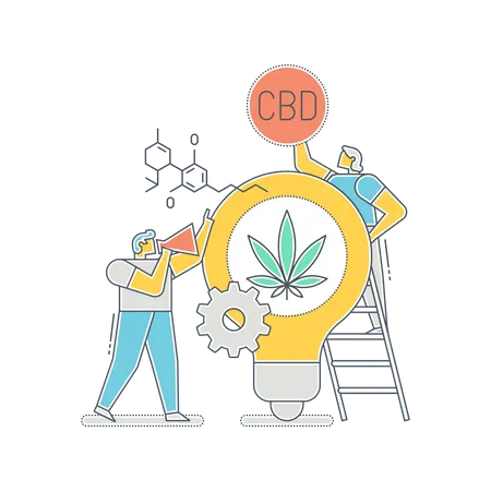 Cientista tentando encontrar um novo uso para o CBD  Ilustração