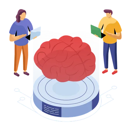 Cientista trabalhando no cérebro humano  Ilustração